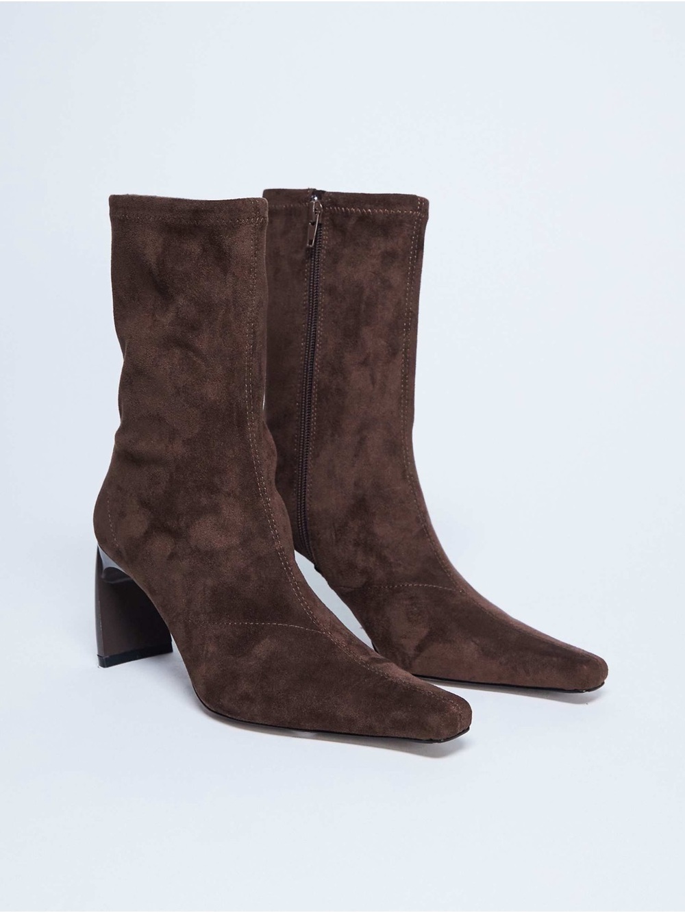 Topshop Pearl Point Toe Chocolate Suede Ankle Boots